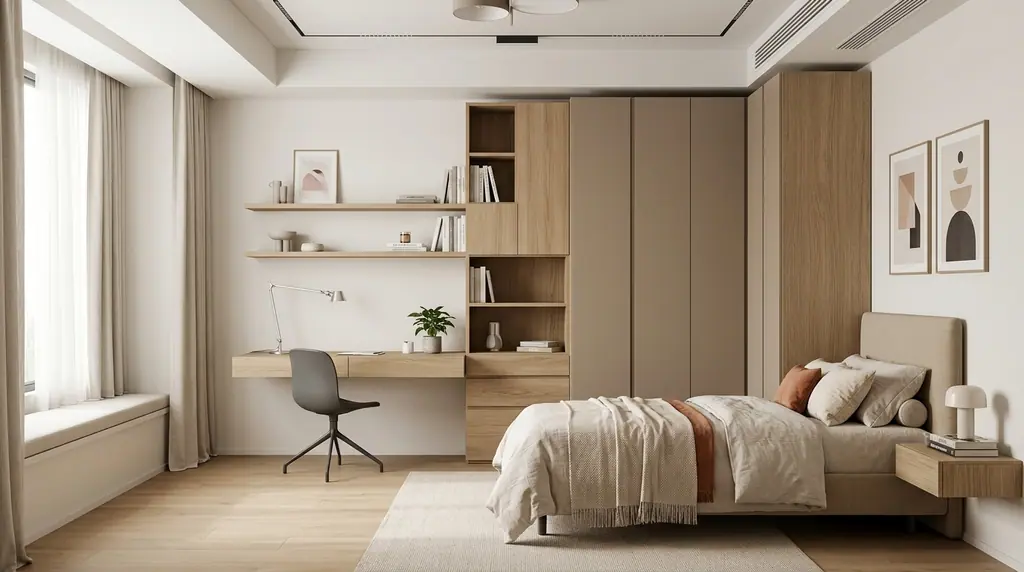 Render fotorealistico: Cameretta con angolo studio