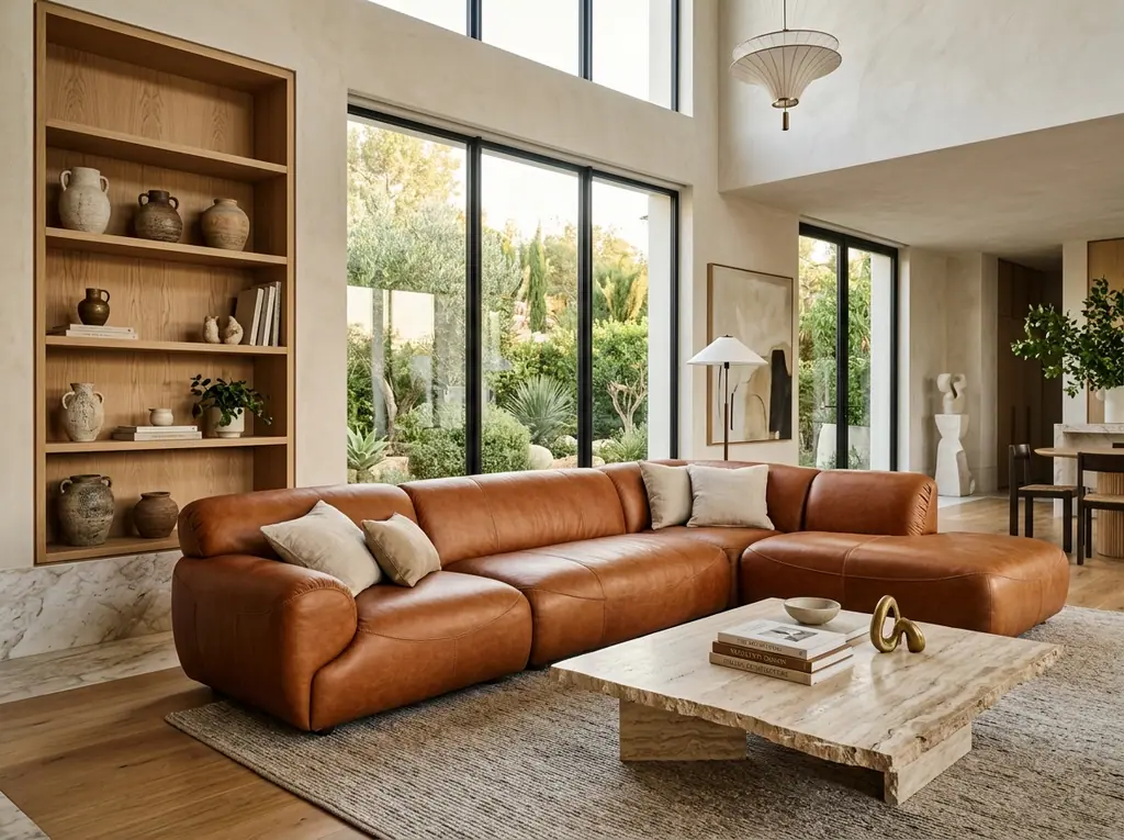 Render fotorealistico: Soggiorno a doppia altezza
